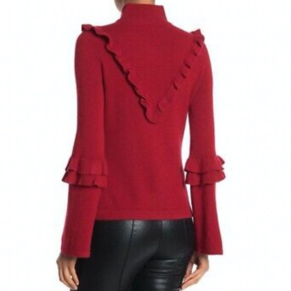 Rebecca Minkoff Red Shelley Yak Wool Mock Neck Sweater Size Medium - Picture 5 of 17